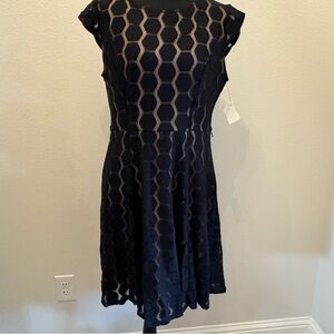 Black Honeycomb Pattern Dress
